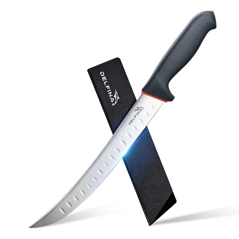 DELFINA curved breaking knife 10 inch for clean, precise meat cutting