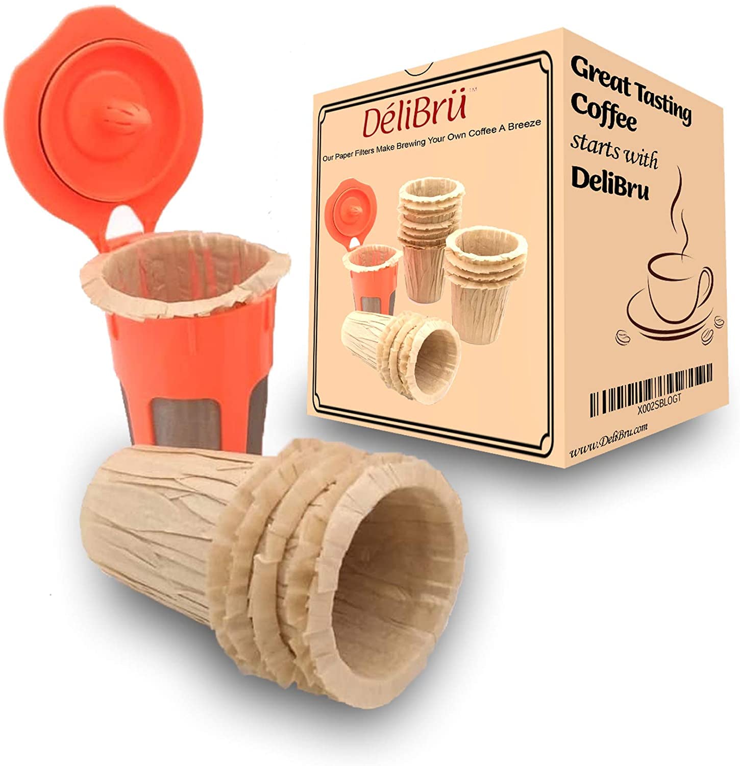 Delibru box packaging showing unbleached filters for quick brewing