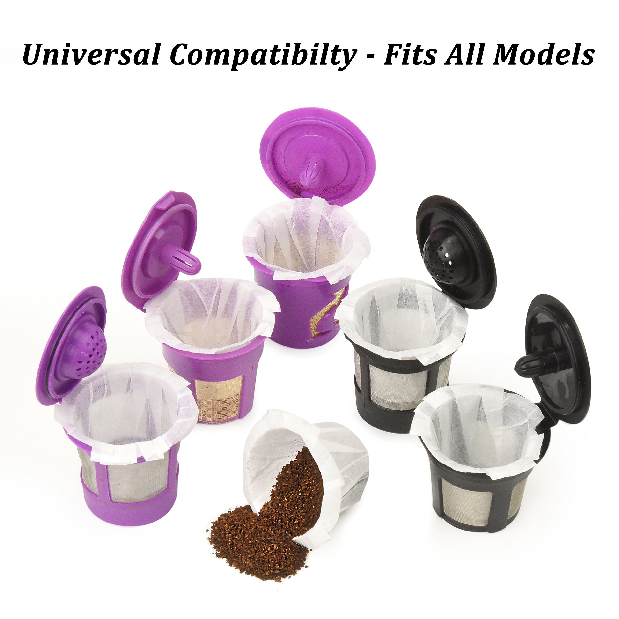 Delibru compostable filter shown with pod compatibility for smooth Keurig brews.