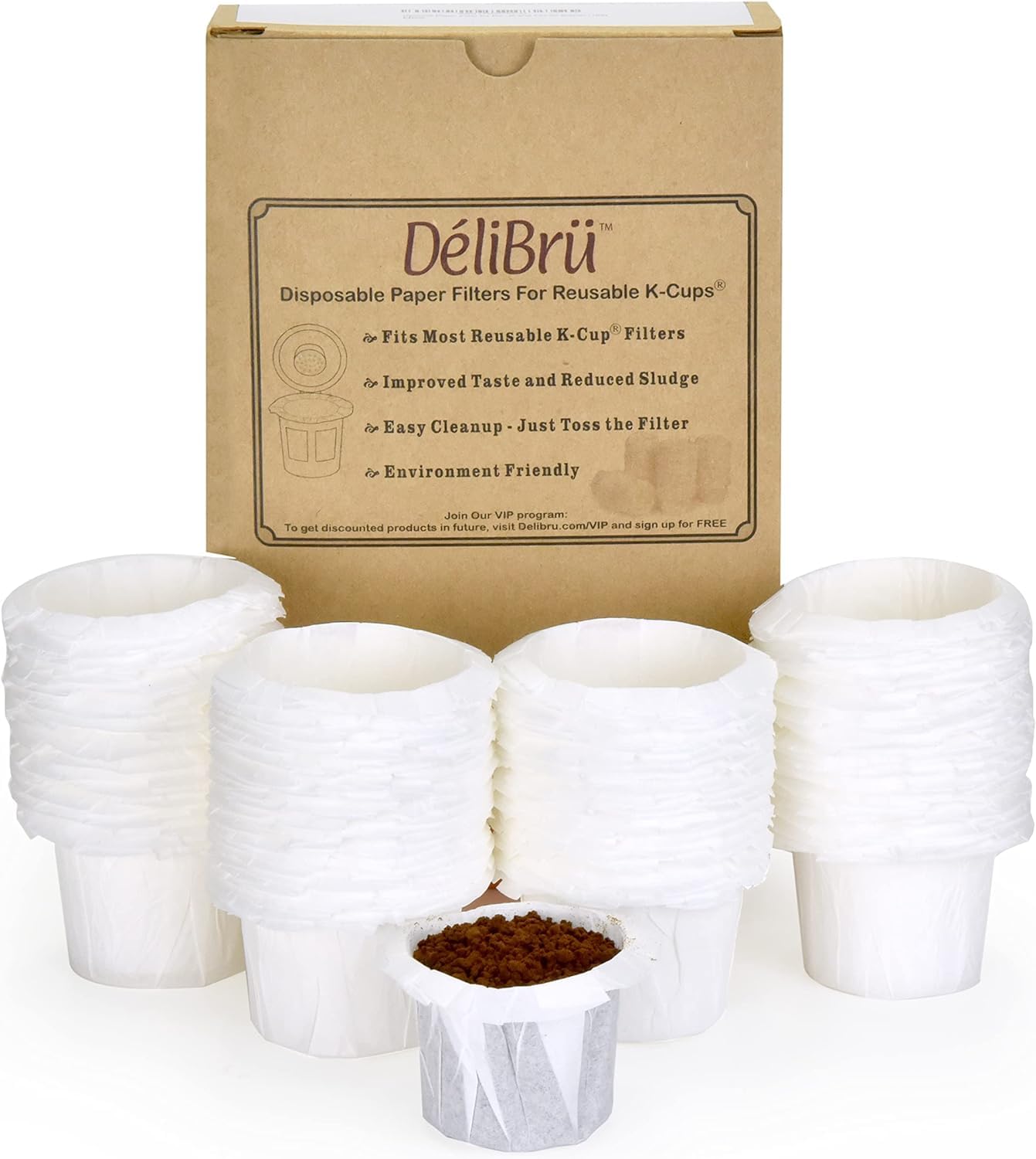 Delibru K Cup filters close-up texture captures fines for cleaner, smoother coffee.