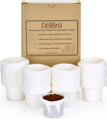 Delibru K Cup filters close-up texture captures fines for cleaner, smoother coffee.