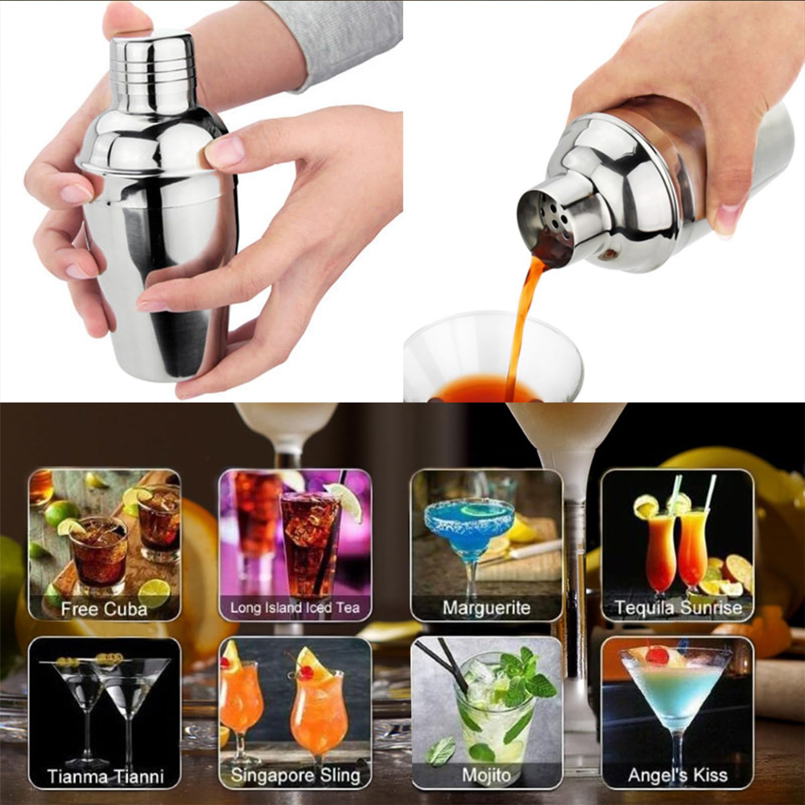 Delidge ergonomic cocktail shaker with smooth handle for comfortable shaking