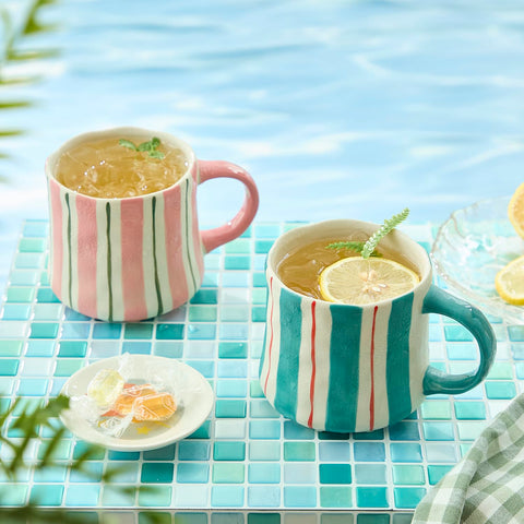 DELIGHTS GALORE latte mug 12oz in pink-green, perfect for coffee or cocoa