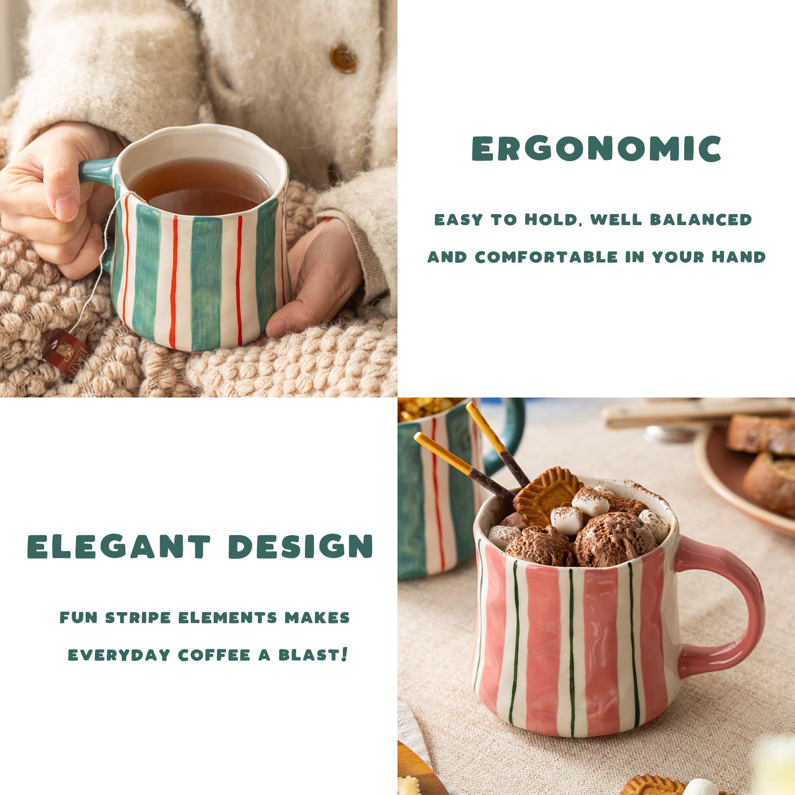 DELIGHTS GALORE table-setting mug pair in pink and green for stylish dining