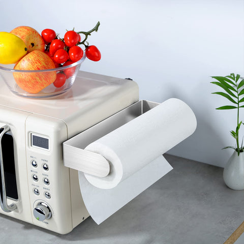 DELITON mounted on fridge keeps towels within reach during cooking.