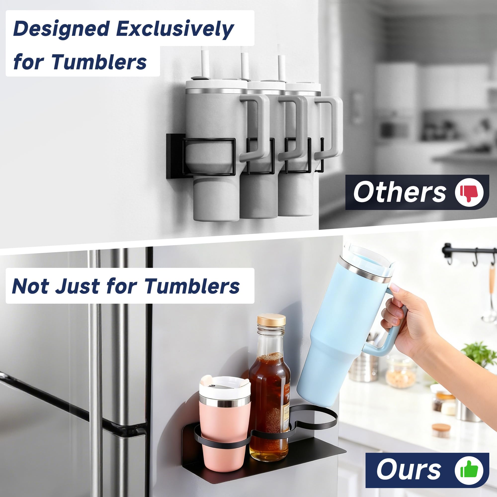 DELITON magnetic paper towel holder attached to fridge door for easy access