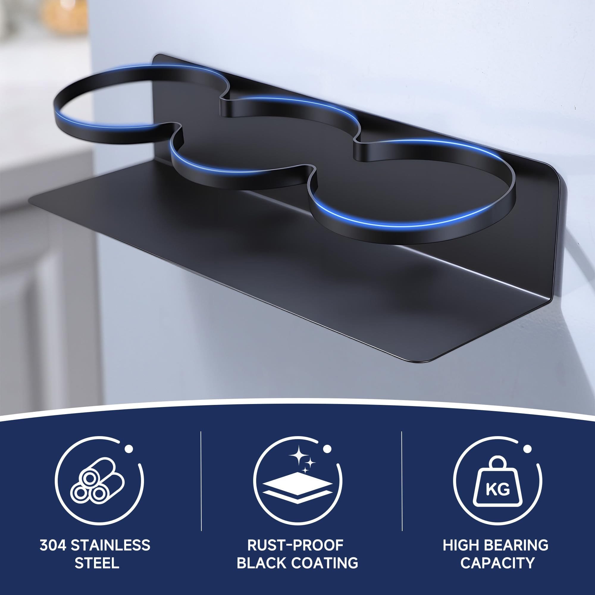 Close up of DELITON stainless steel magnet cup holder showing durability