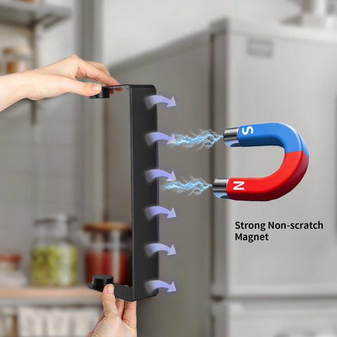 DELITON under-cabinet rack keeps towels tidy and within reach.