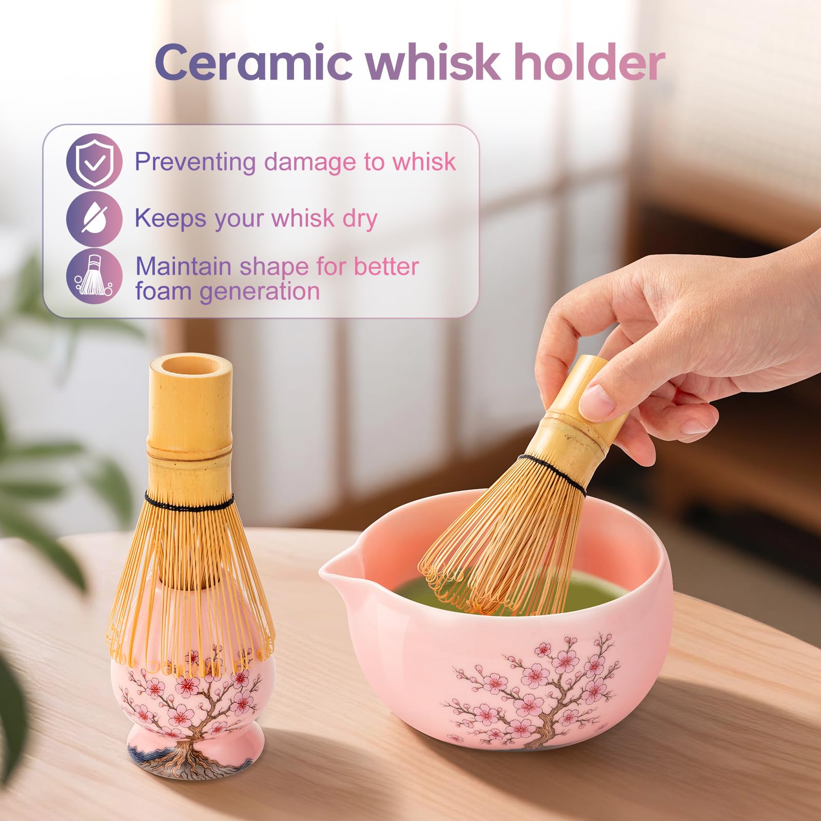 DELLAN Matcha Set scoop rest keeps your counter tidy
