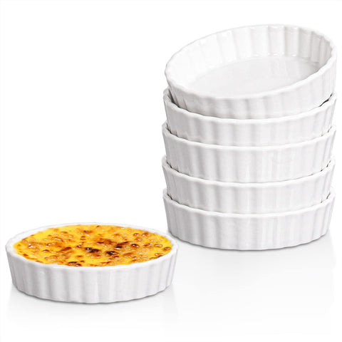 Delling Creme Brulee ramekins set of 6, 8 oz each, perfect for single-serve desserts.