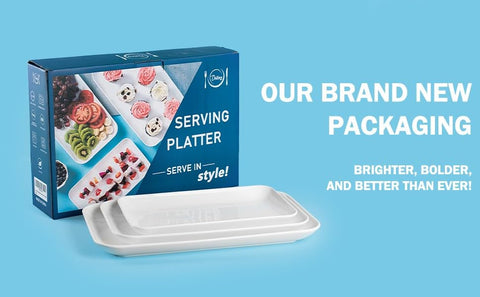 DELLING entertaining table setup with white platters for celebrations