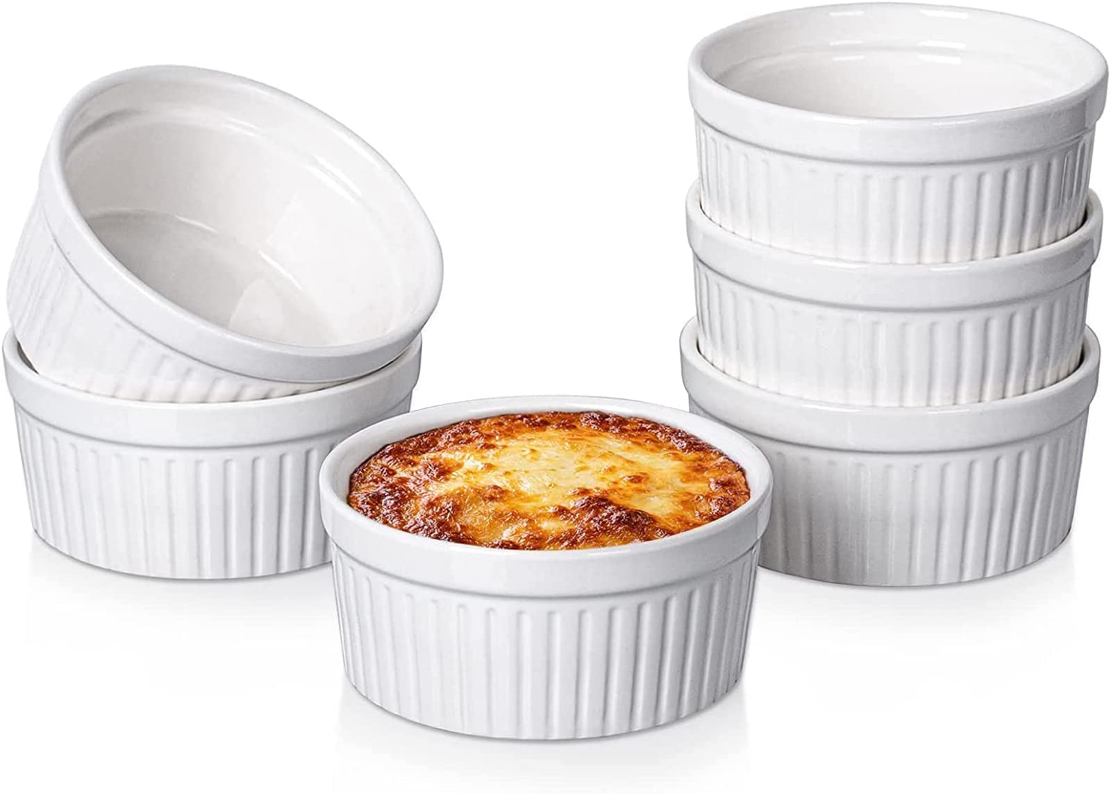 DELLING 12oz ramekins set for creme brulee, oven-safe and durable.