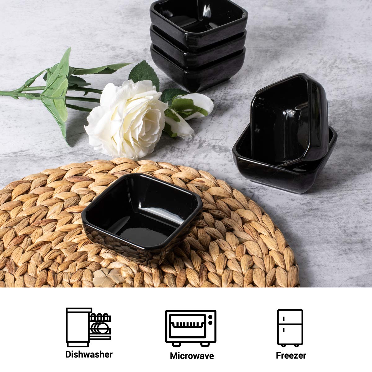 Dellling stackable dip bowls save cabinet space with compact storage