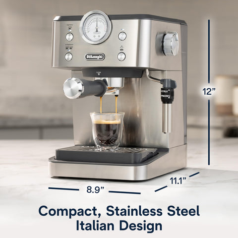 De'Longhi Classic preset recipes let you automatically brew single or double espressos