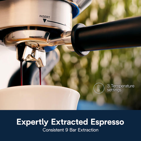 Three temperature settings tailor extraction to beans for richer espresso flavor.