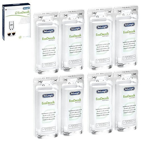 De'Longhi EcoDecalk 3.4 oz sachet for descaling coffee machines, preventing mineral buildup.