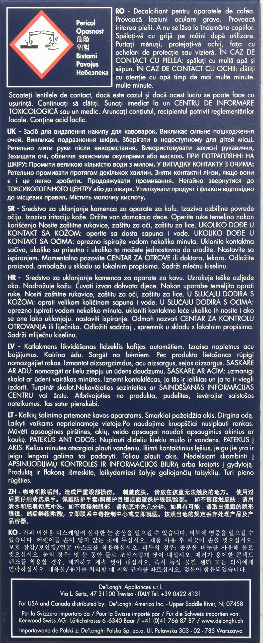 Delonghi Eco Descaling Solution pack 2 shows labeled bottles ready for quick maintenance.