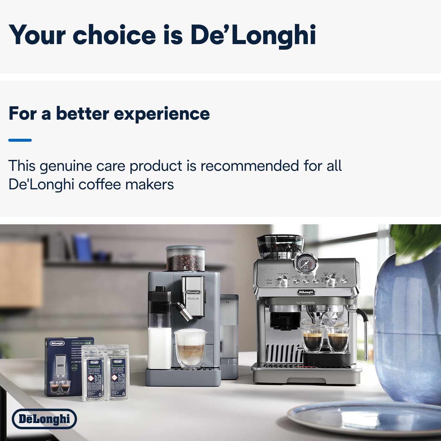 Descaling in progress with De'Longhi EcoDecalk for improved efficiency.