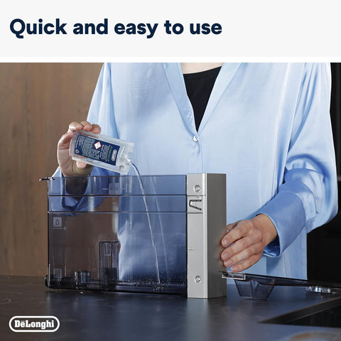 De'Longhi EcoDecalk packaging box highlights eco-friendly ingredients.