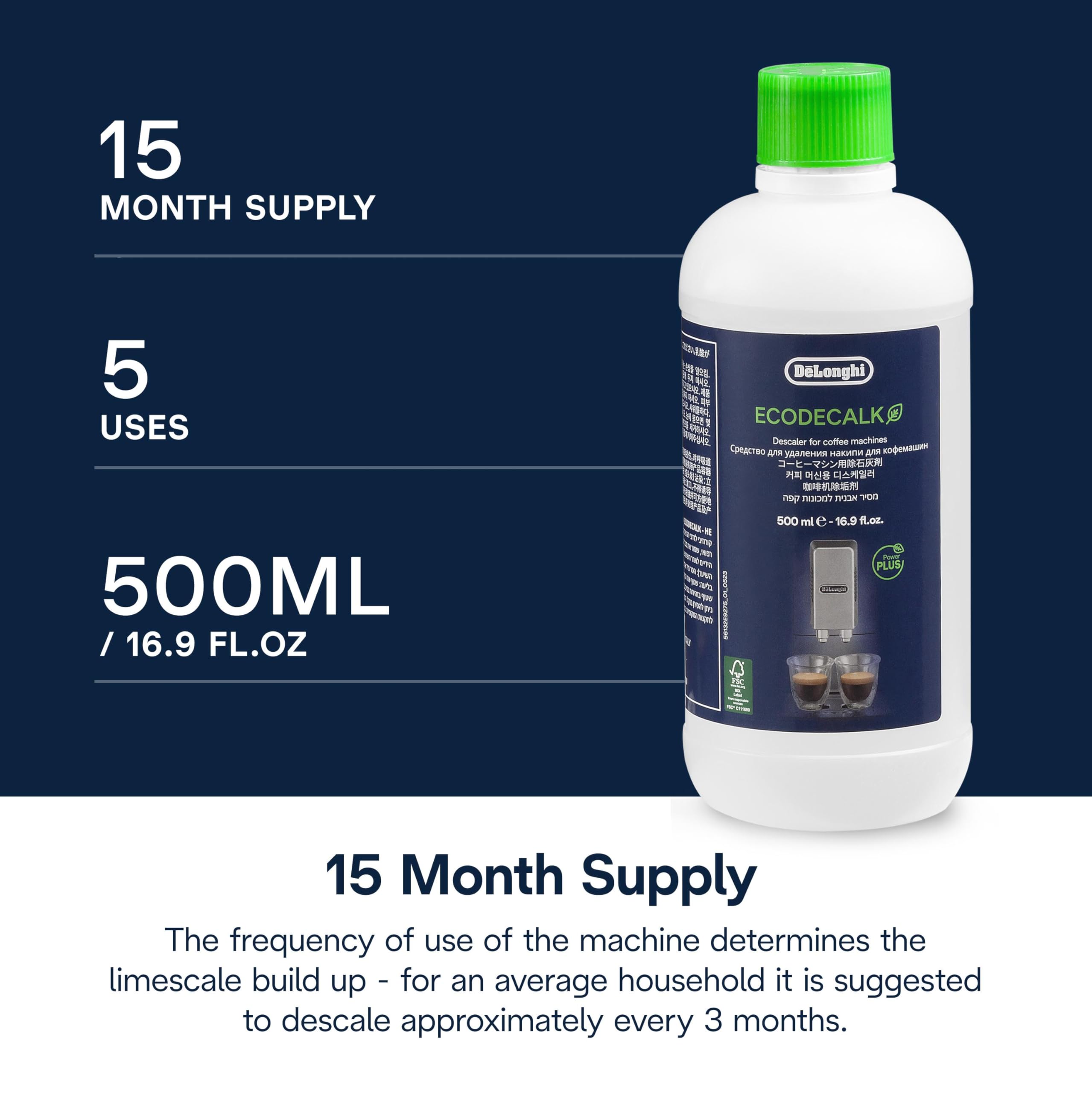 Packaging recycling symbols emphasize sustainable Descaler packaging