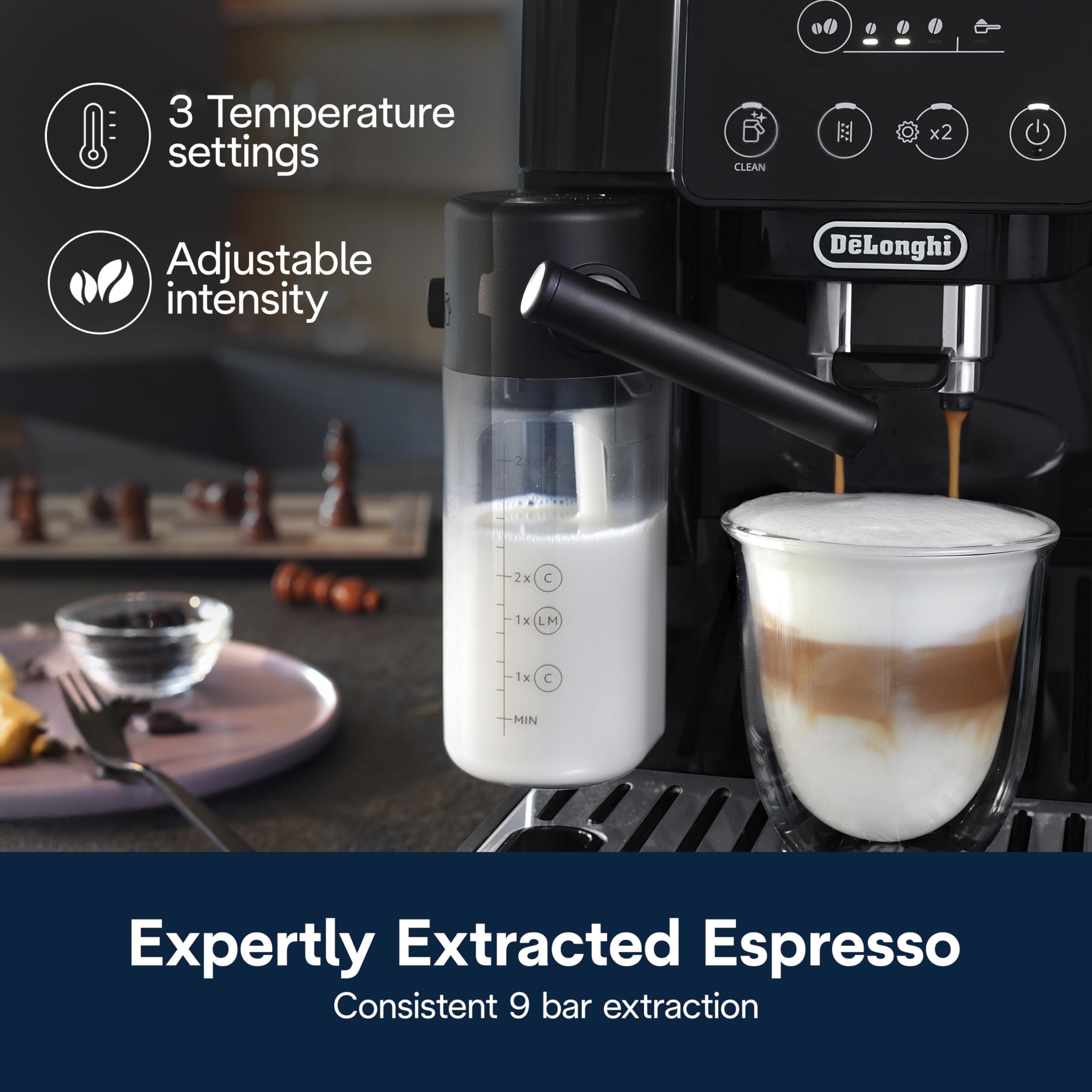De'Longhi Magnifica Start auto-clean and dishwasher-safe parts.