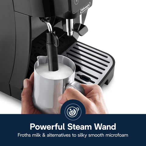 Conical burr grinder close-up demonstrates 13 grind settings for versatility.