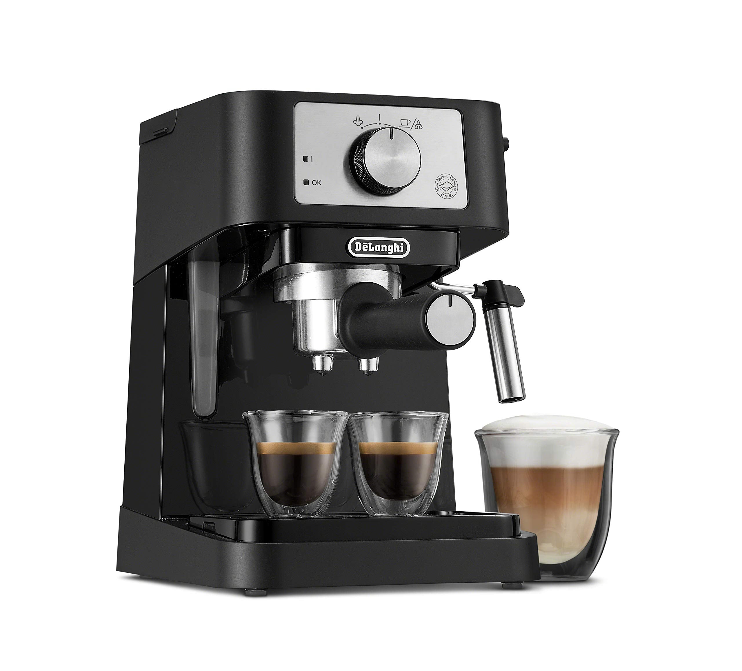 De'Longhi Stilosa compact design on a kitchen counter for easy daily espresso.