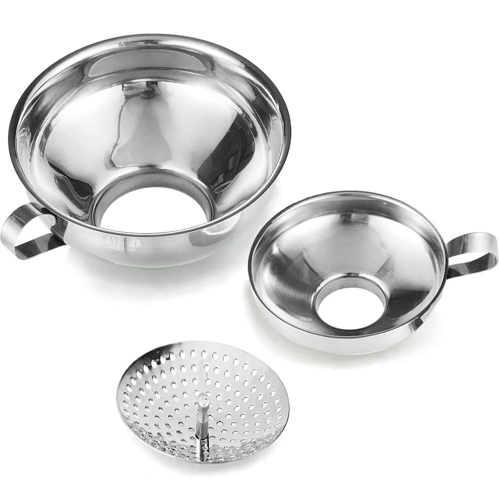 Delove canning funnel set with wide and small mouths for easy jar filling.