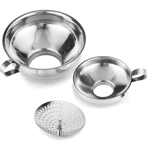 Delove canning funnel set with wide and small mouths for easy jar filling.