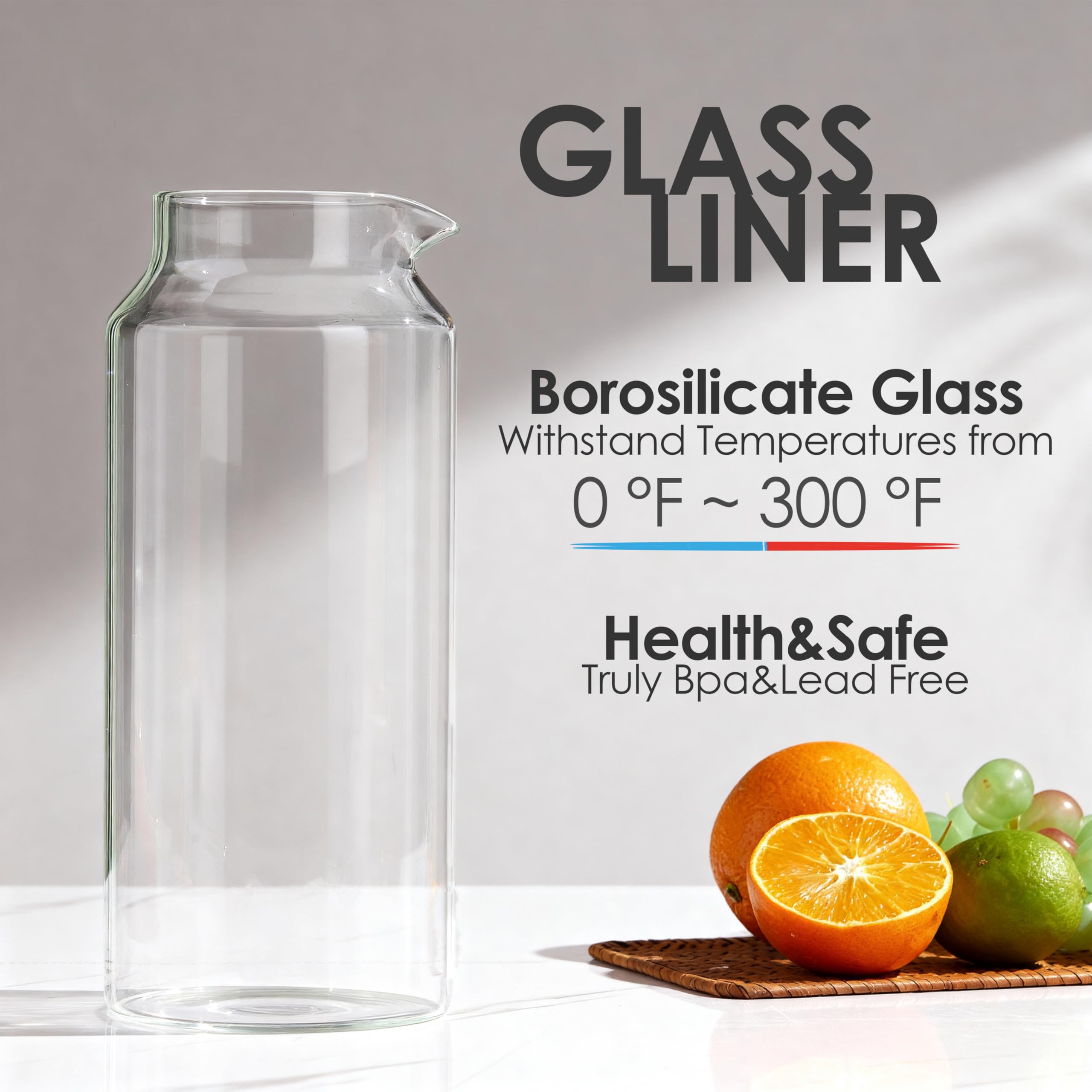 Delove 2L capacity glass jug, a practical solution for daily hydration.