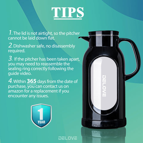 Delove pitcher ideal for iced tea or fruit-infused water during serving