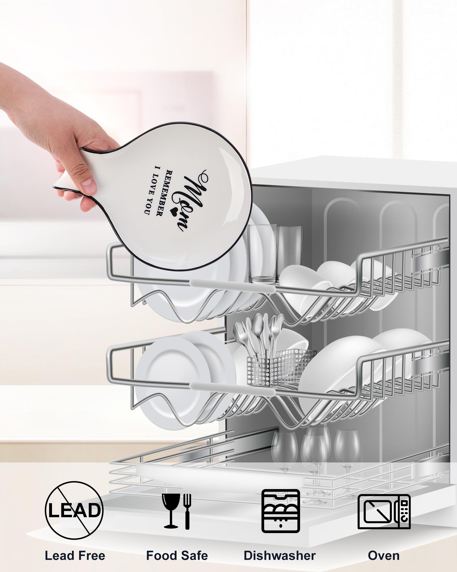 Delpnana cadmium-free, lead-free ceramic spoon rest.