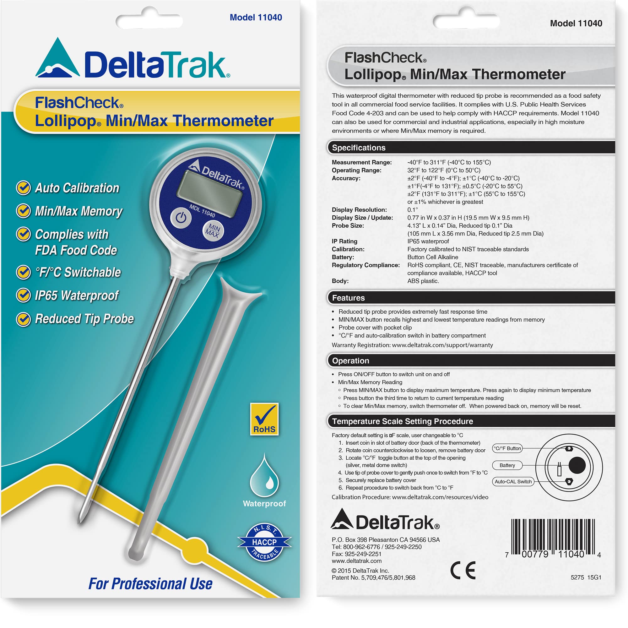 DeltaTrak 11040 waterproof housing enables easy cleaning during food prep