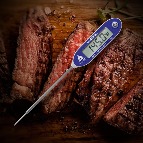 DeltaTrak auto-cal needle probe ready for quick two-second temperature checks.