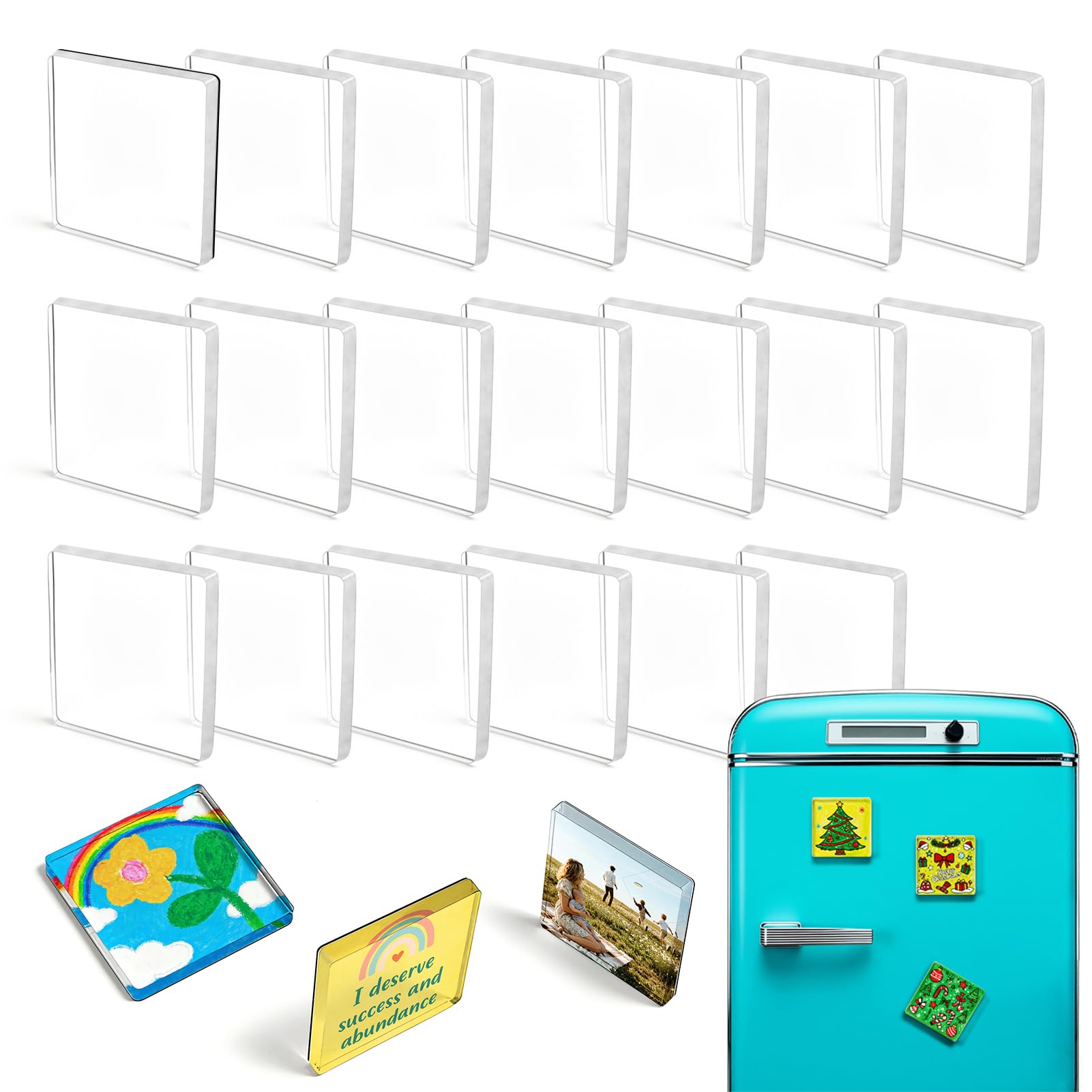 DELUOLUO clear acrylic panel magnet for DIY fridge displays and memories.