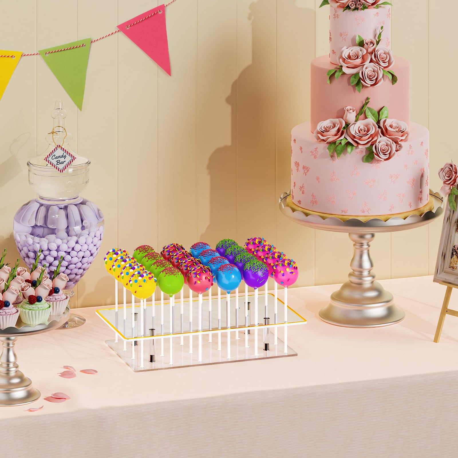 DEMEGA lollipop holder features sturdy structure and gold edge detail for elegant setups.
