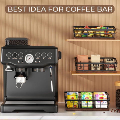DEMEGA Tea Bag Organizer top view showing compact six-slot layout for counter space