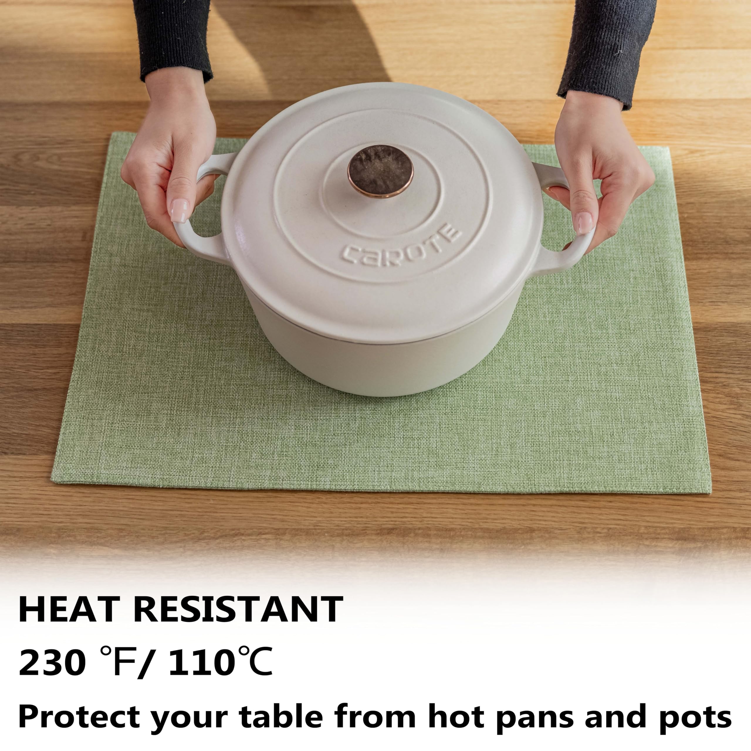 Demetex Green placemats polyester construction for durable daily use