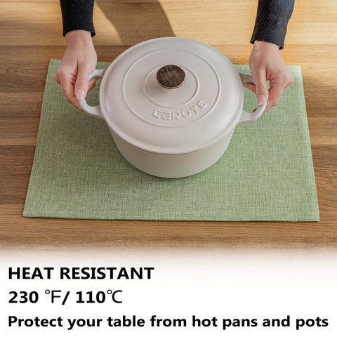 Demetex Green placemats polyester construction for durable daily use