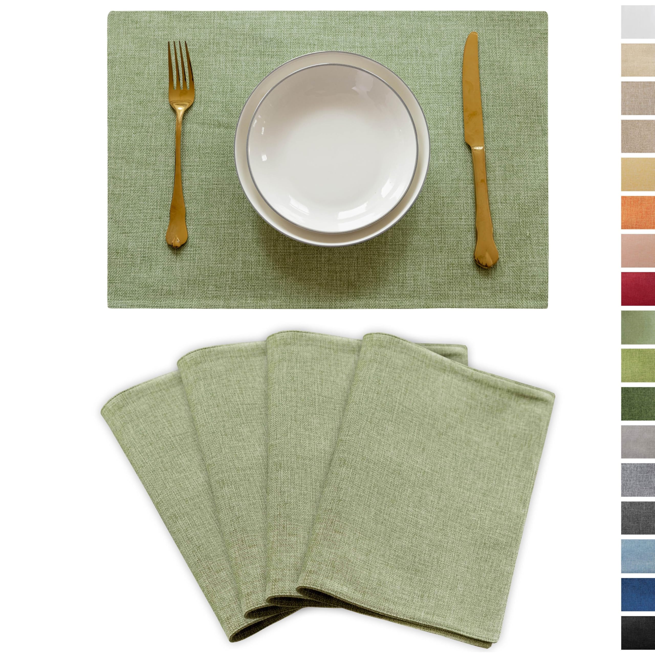 Demetex Green placemats set of 4 with rectangular design for stylish dining and surface protection
