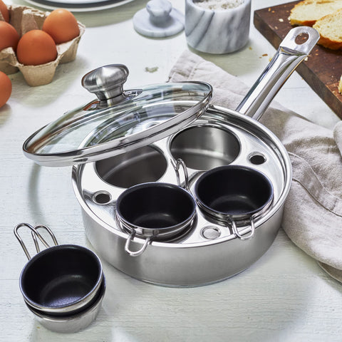 Demeyere Resto egg cups for easy poaching and release