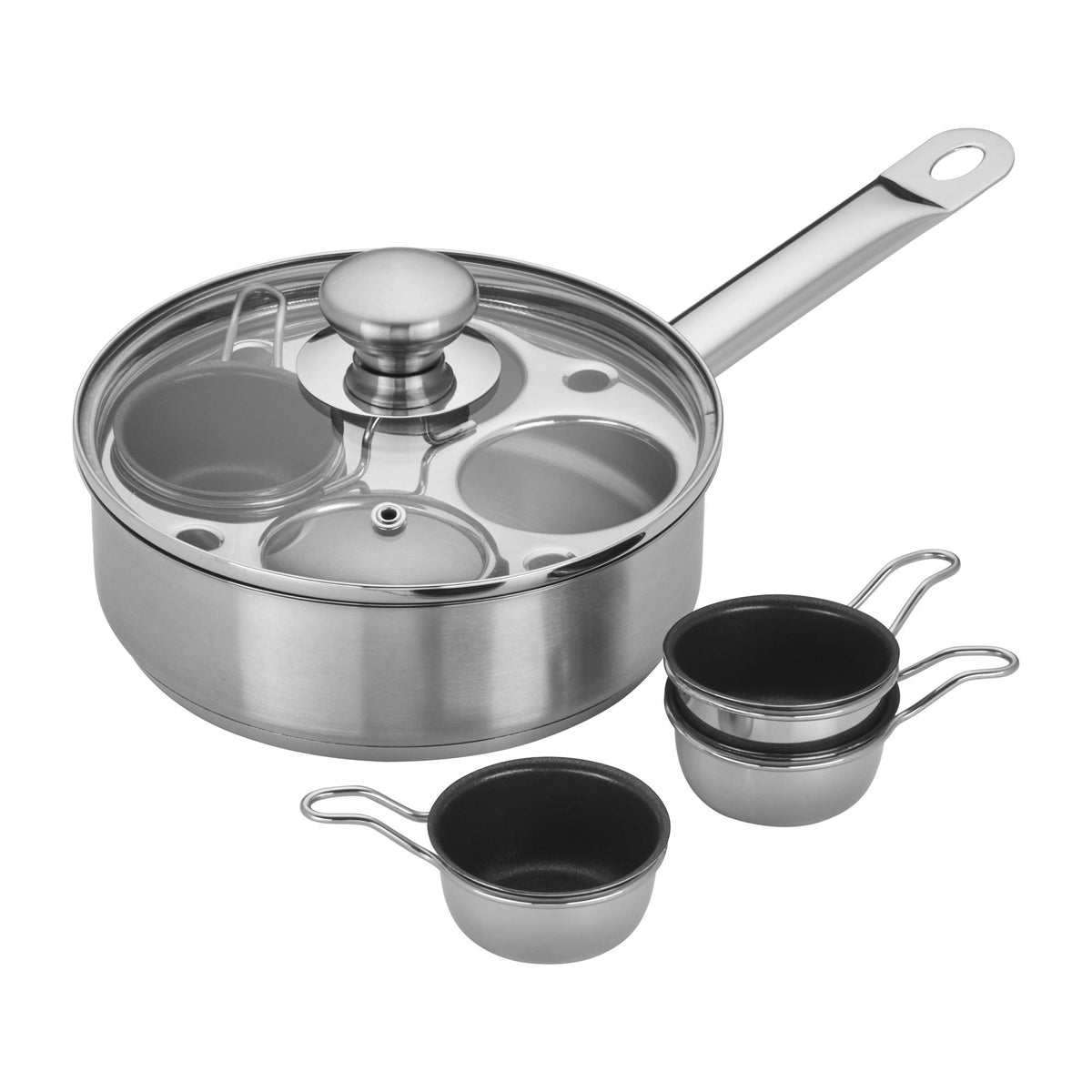 Demeyere Resto poacher pan with lid ready for perfect poached eggs