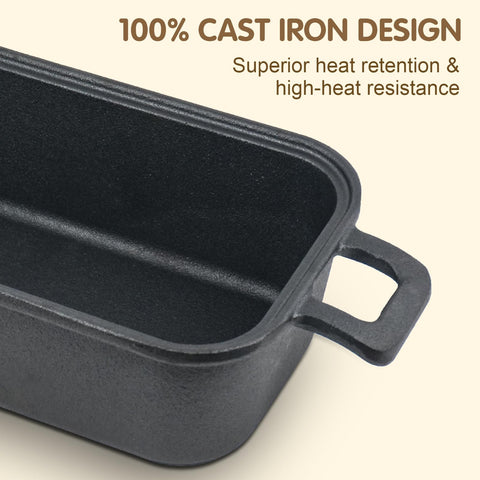 Demine cast iron loaf pan compatible with induction cooking