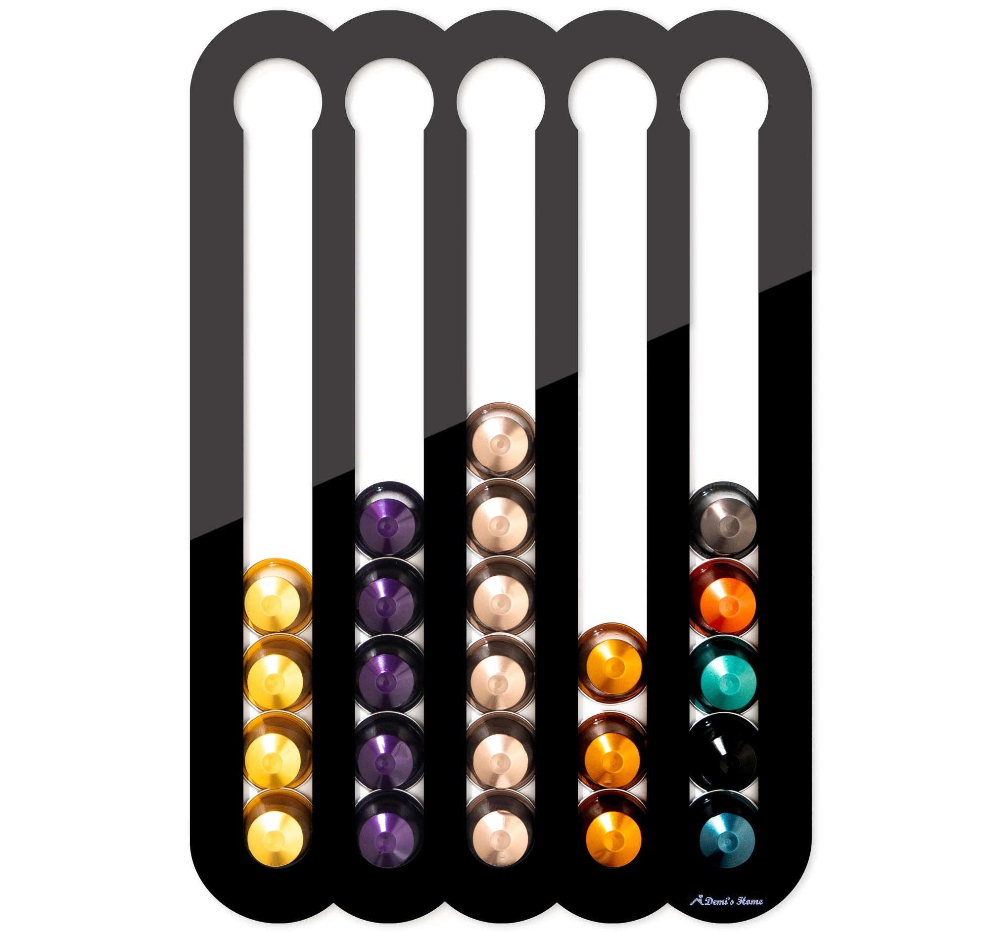Demi's Home magnetic pod holder on fridge door keeps Nespresso Original capsules within easy reach.