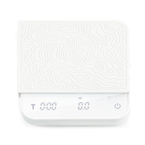 Denestora mini coffee scale front view highlights precise pour-over measurements