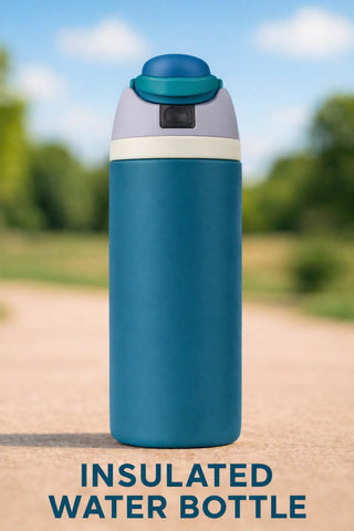 Denim Blue 24oz insulated bottle hygienic lid ready for daily use