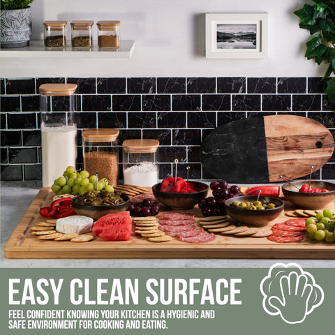 Denoffi cutting board presented as a serving platter for spreads