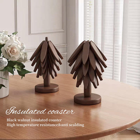 DEOLD Tree Coaster storage stand keeps coasters neatly displayed.