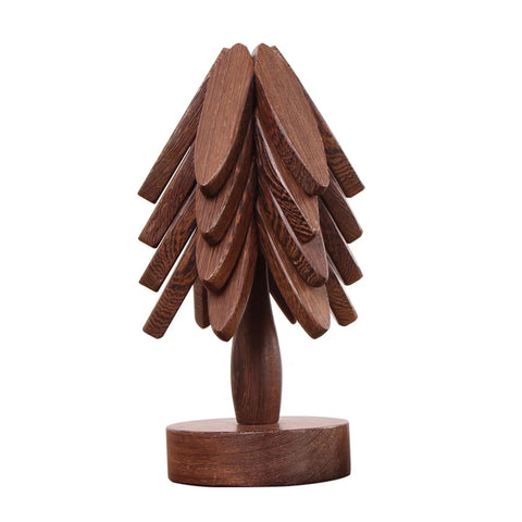DEOLD Tree Trivet set assembled protecting countertops from hot dishes.