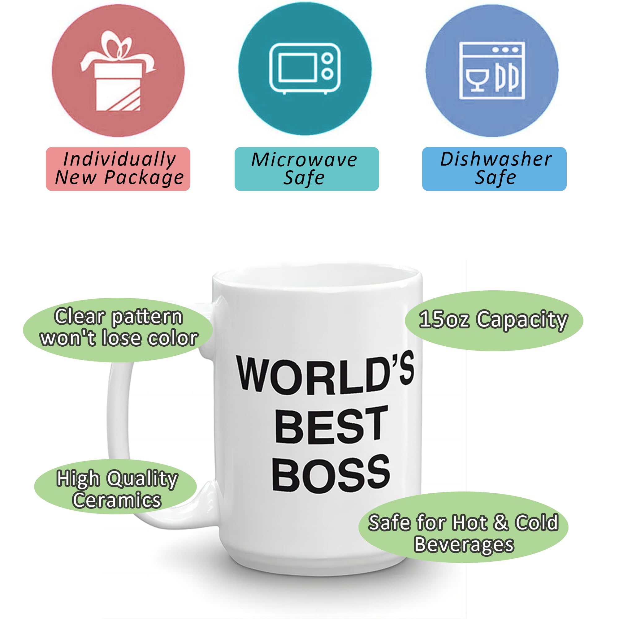 Deoqash Worlds Best Boss Mug double-sided print with fade-resistant design.